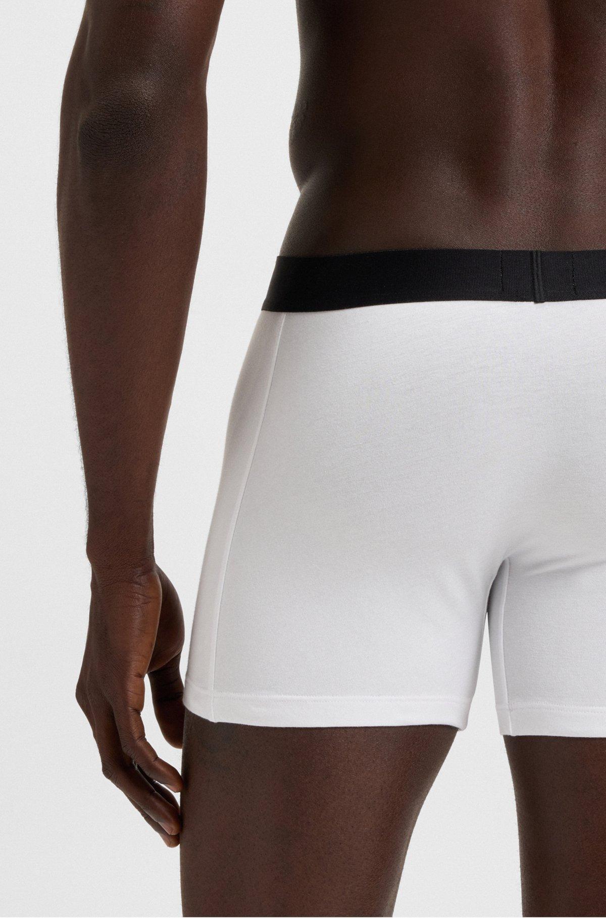 BOSS - Two-pack of stretch-cotton boxer briefs with logo waistbands - White Product Image