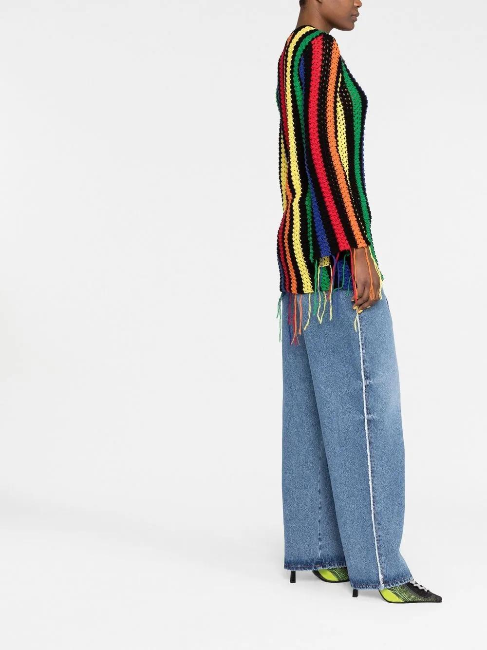 MSGM Gestreifter Pullover Aus Baumwolle In Multicolor Product Image