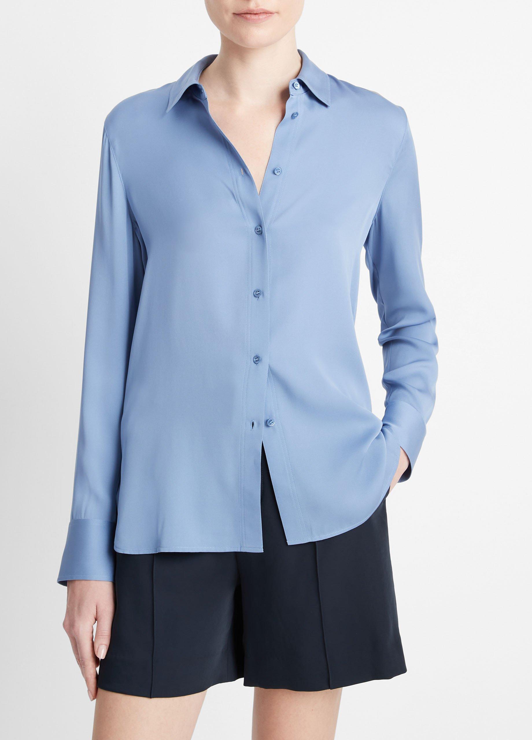 Womens Silk Slim-Fit Blouse, Azure Gem, Size XXS Vince Product Image