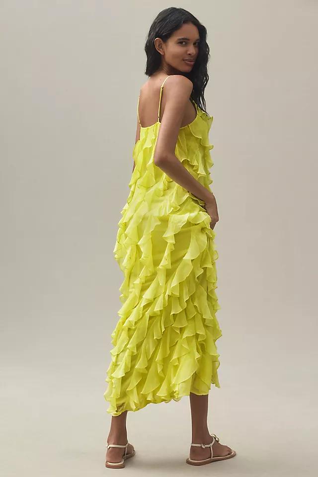 BHLDN Jia Bias-Cut Ruffled V-Neck Gown Product Image