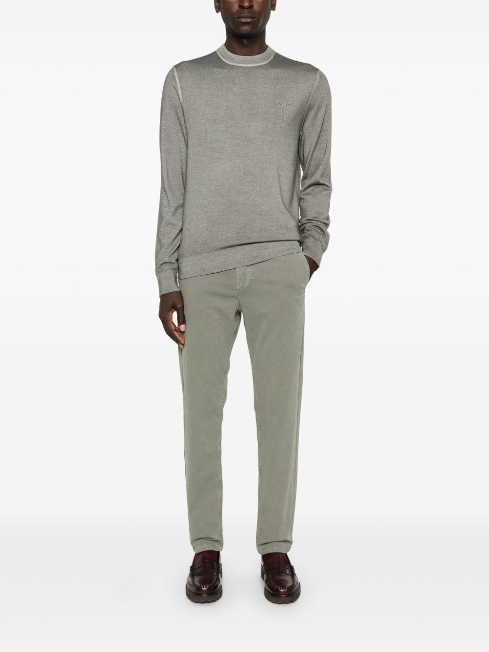 HUGO BOSS Embroidered-logo Sweater In Green Product Image