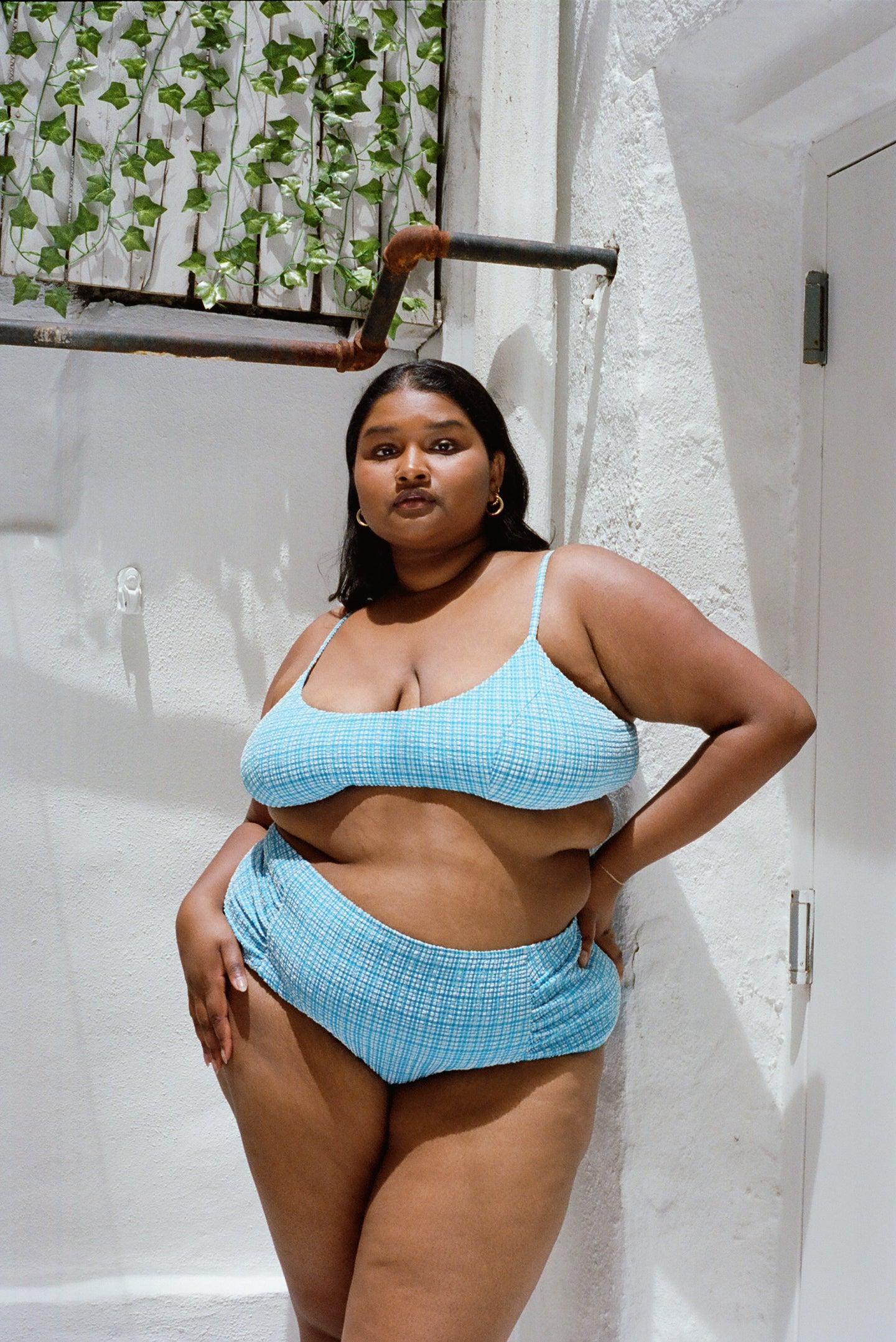 Neve Bikini Bottom - Ocean Micro Gingham Product Image