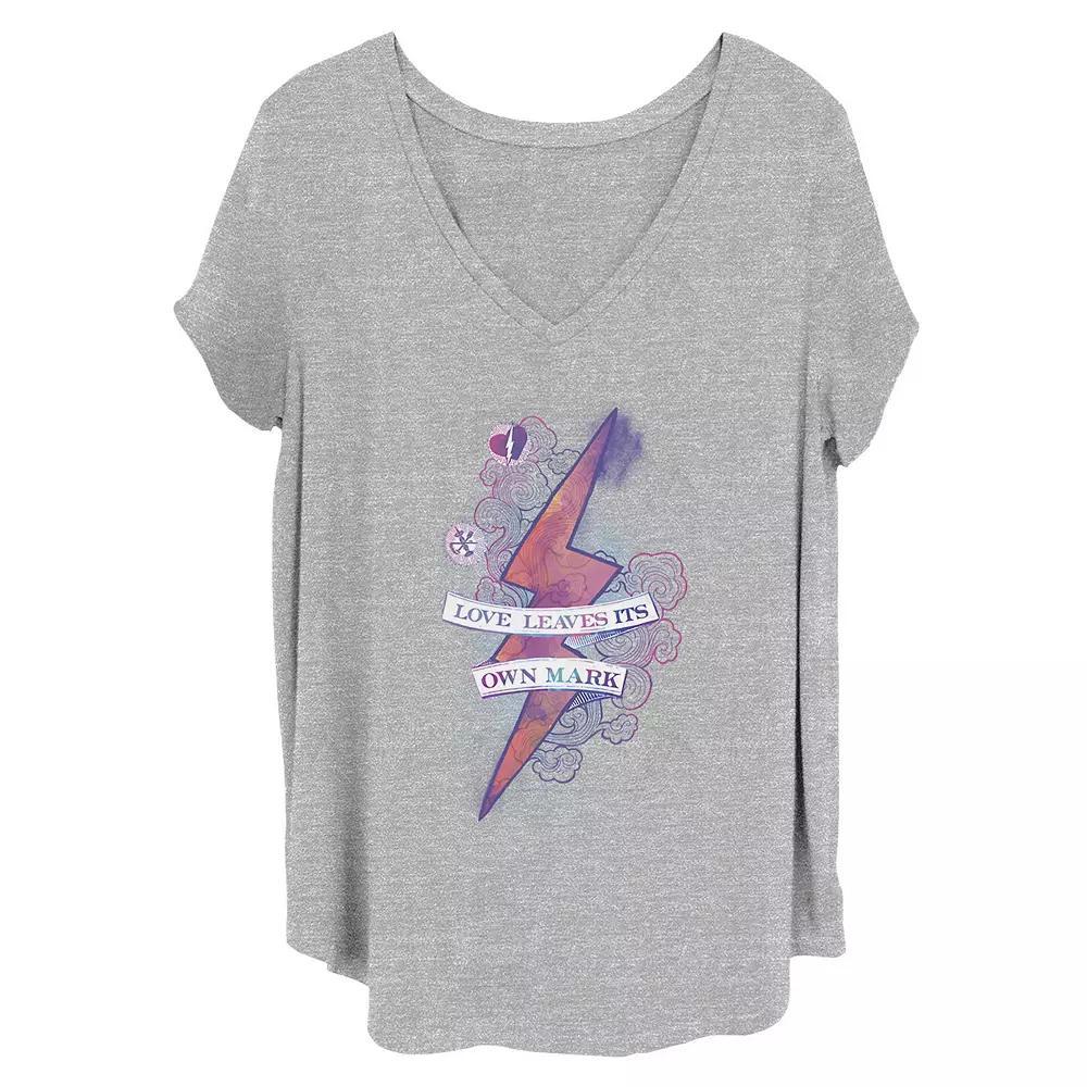 Juniors' Plus Size Harry Potter: Deathly Hallows 2 "Love Leaves Its Own Mark" Tee, Women's, Size: 1XL, Grey Gray Product Image