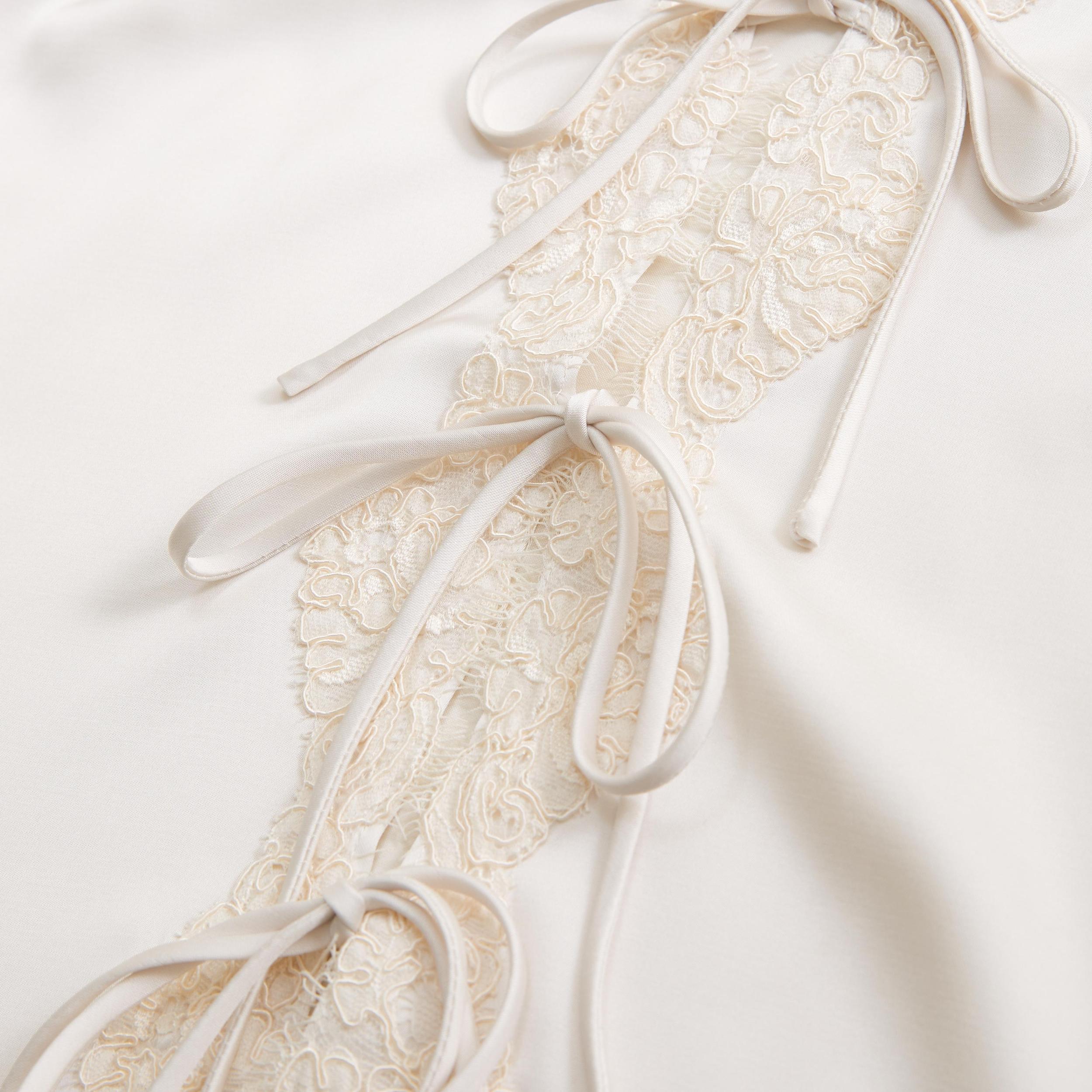 Long-Sleeve Lace-Trim Tie-Front Top Product Image