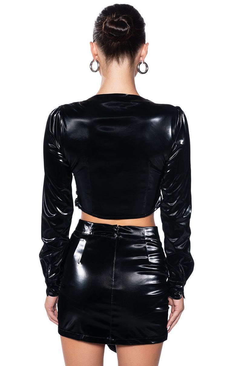 TATIANA LIQUID VELVET ROSETTE CROP TOP Product Image