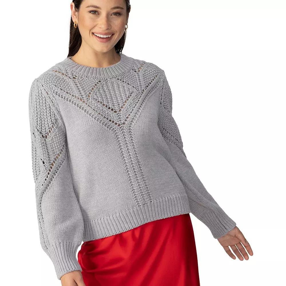 Women's Modern Supply by Sanctuary Cable Popover Long Sleeve Sweater, Size: Medium, Grey Grey Product Image