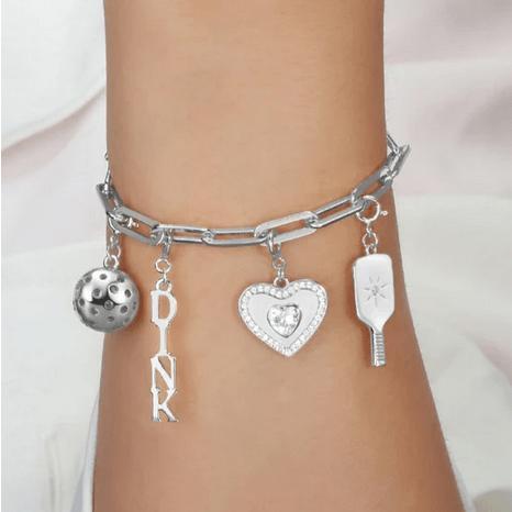 Pickleball Lariat PLUS Silver Paddle & Ball Necklace Product Image
