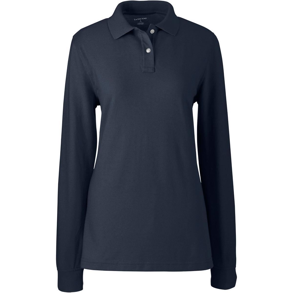 Womens Tall Lands End School Uniform Long Sleeve Mesh Polo Shirt Product Image