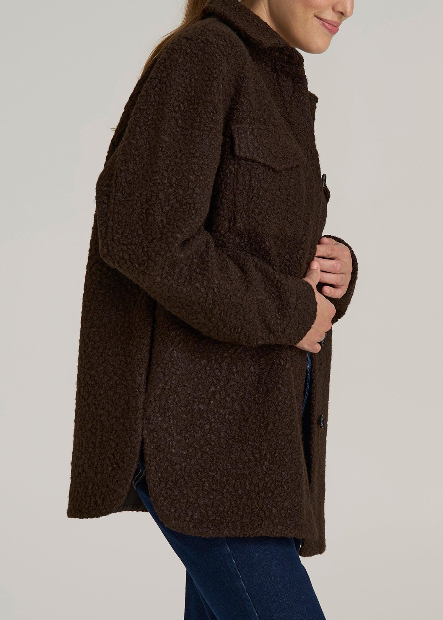 Relaxed Boucle Tall Women's Shacket in Espresso Product Image