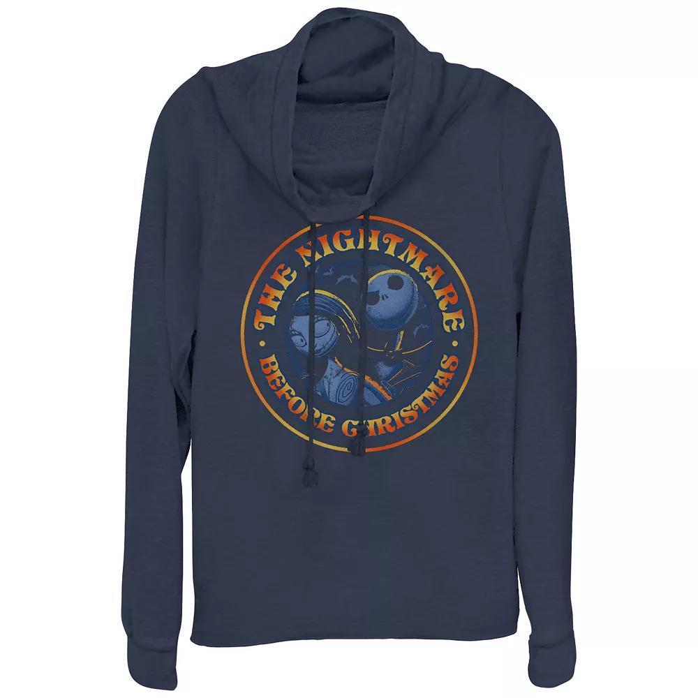 Disney's The Nightmare Before Christmas Jack Skellington And Sally Stamp Plus Size Cowlneck Graphic Lightweight Long Sleeve, Women's, Size: 2XL, Blue Product Image