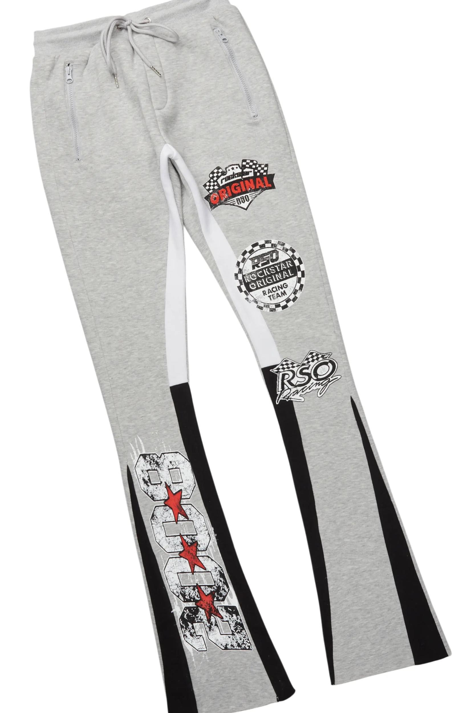 Racing Grung Heather Grey Hoodie/Stacked Flare Track Pant Set Male Product Image