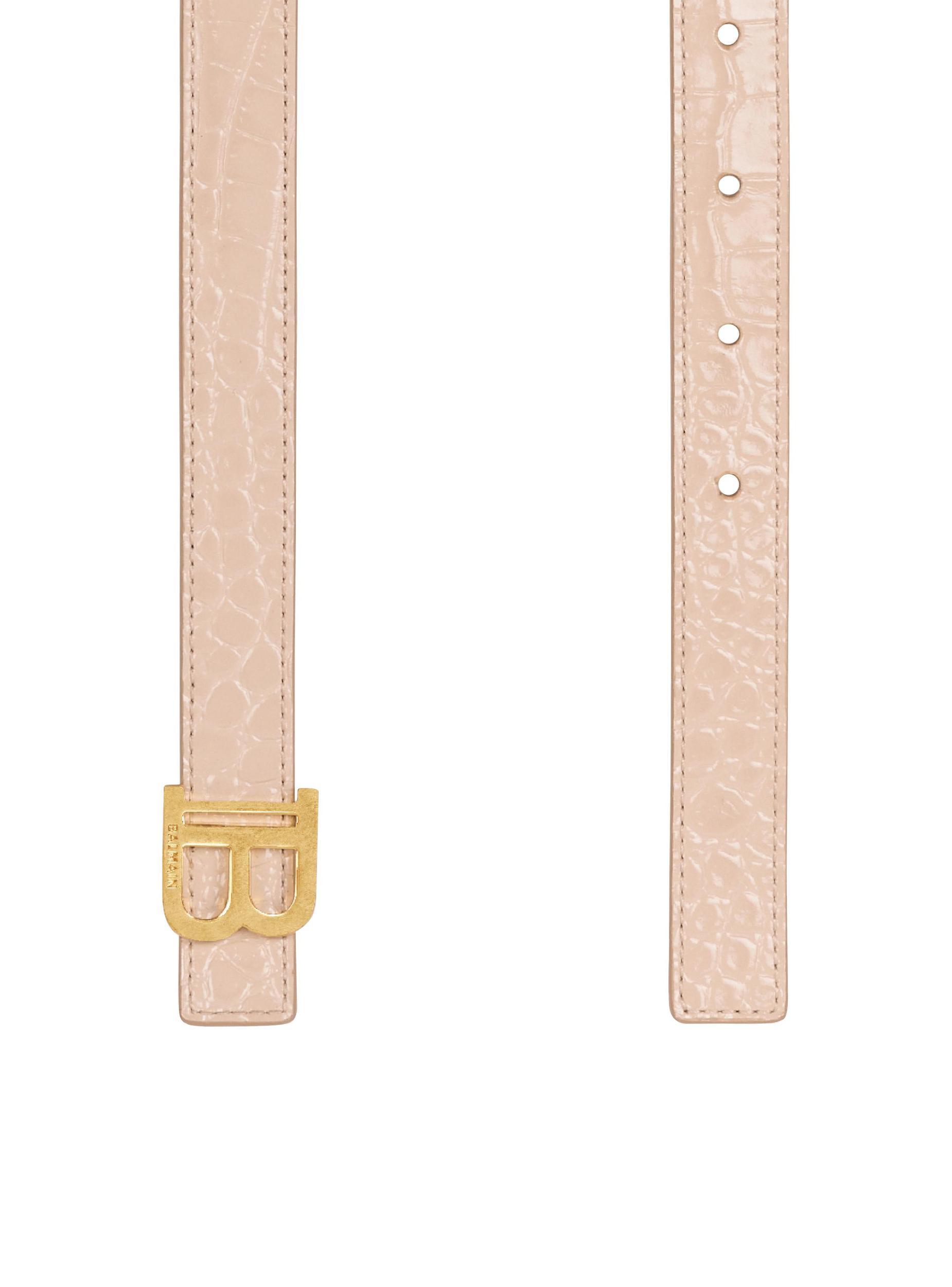 Thin B-Belt in crocodile-embossed calfskin Product Image