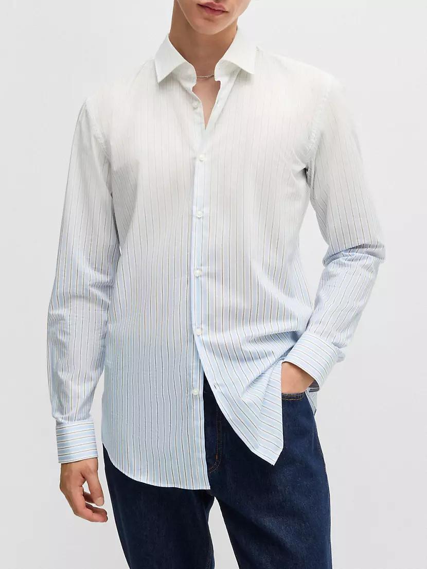 Slim-Fit Shirt in Degradé-Stripe Cotton Poplin Product Image