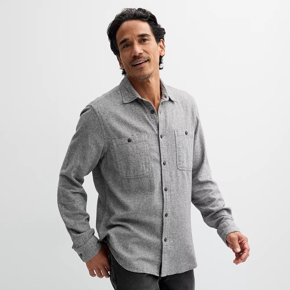 Men's Sonoma Goods For Life® Supersoft Flannel Button-Down Shirt, Size: Large, Purple Product Image