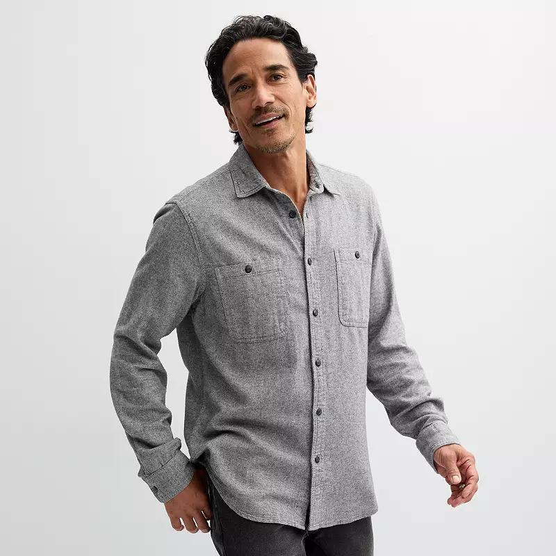Men's Sonoma Goods For Life® Supersoft Flannel Button-Down Shirt, Size: Large, Purple Product Image