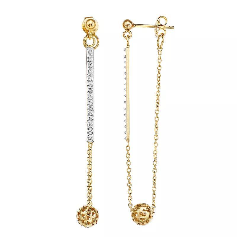 Diamond Mystique Sterling Silver Diamond Accent Ball Drop Earrings, Womens, 18k Gold Over Silver Product Image