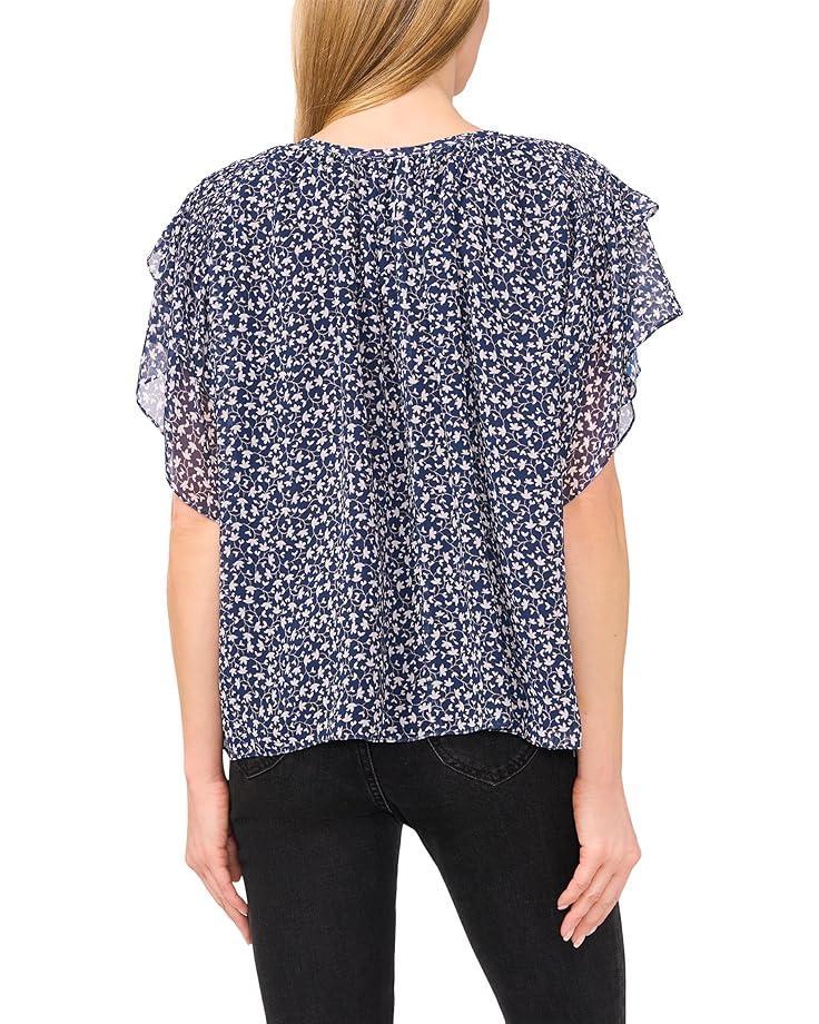 Embrodiery Short Sleeve Open Tie Front Top Product Image