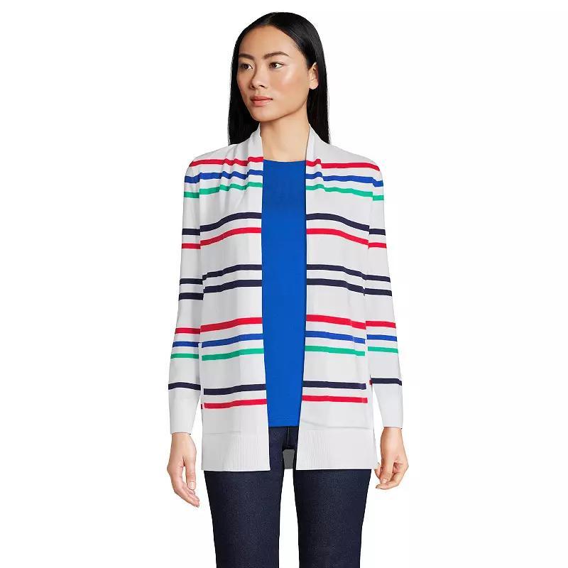 Womens Lands End Open-Front Long Cardigan Sweater Gray Grey Product Image