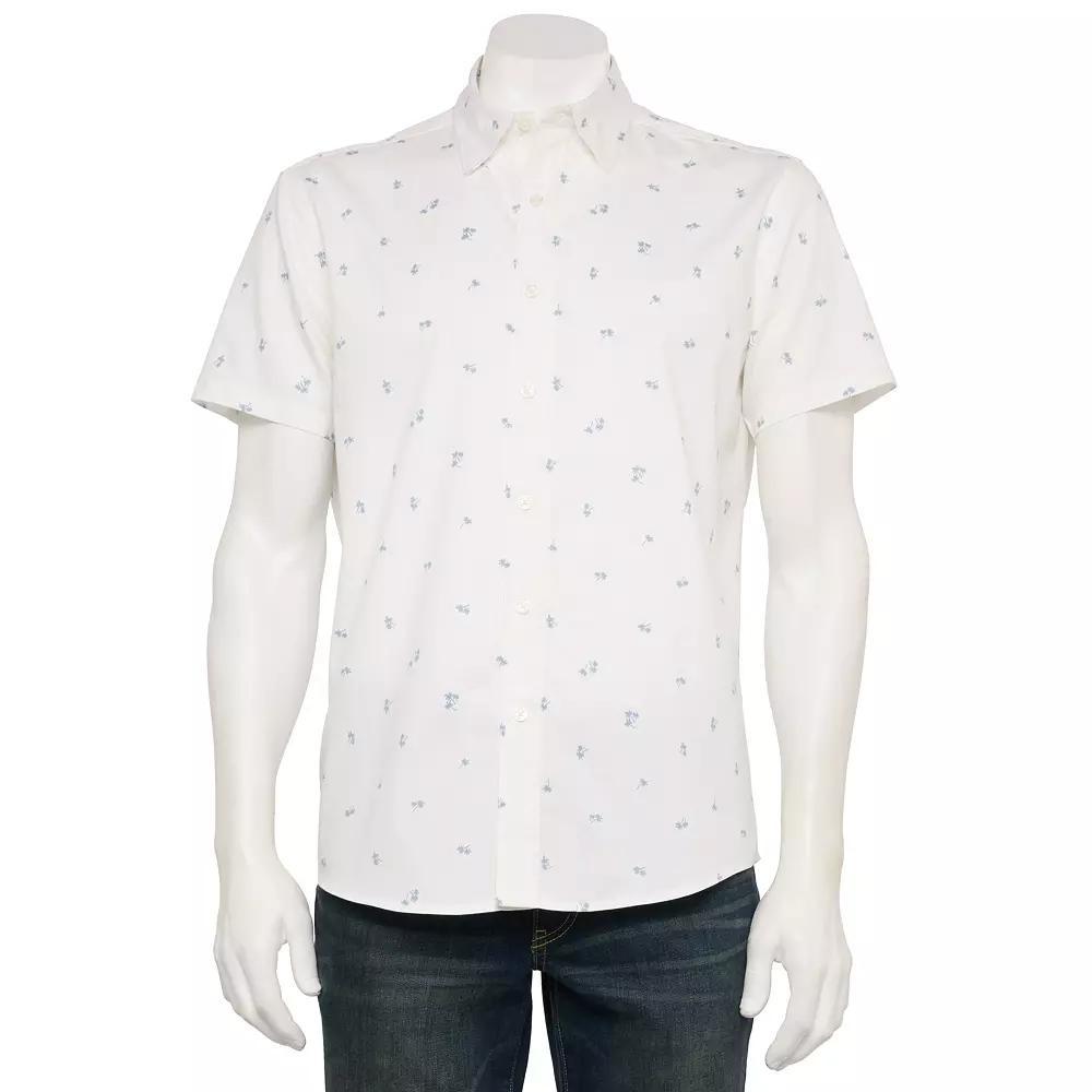 Men's Sonoma Goods For Life® Adaptive Short Sleeve Performance Button-Down Shirt, Size: XL, Light Paco Palm Product Image