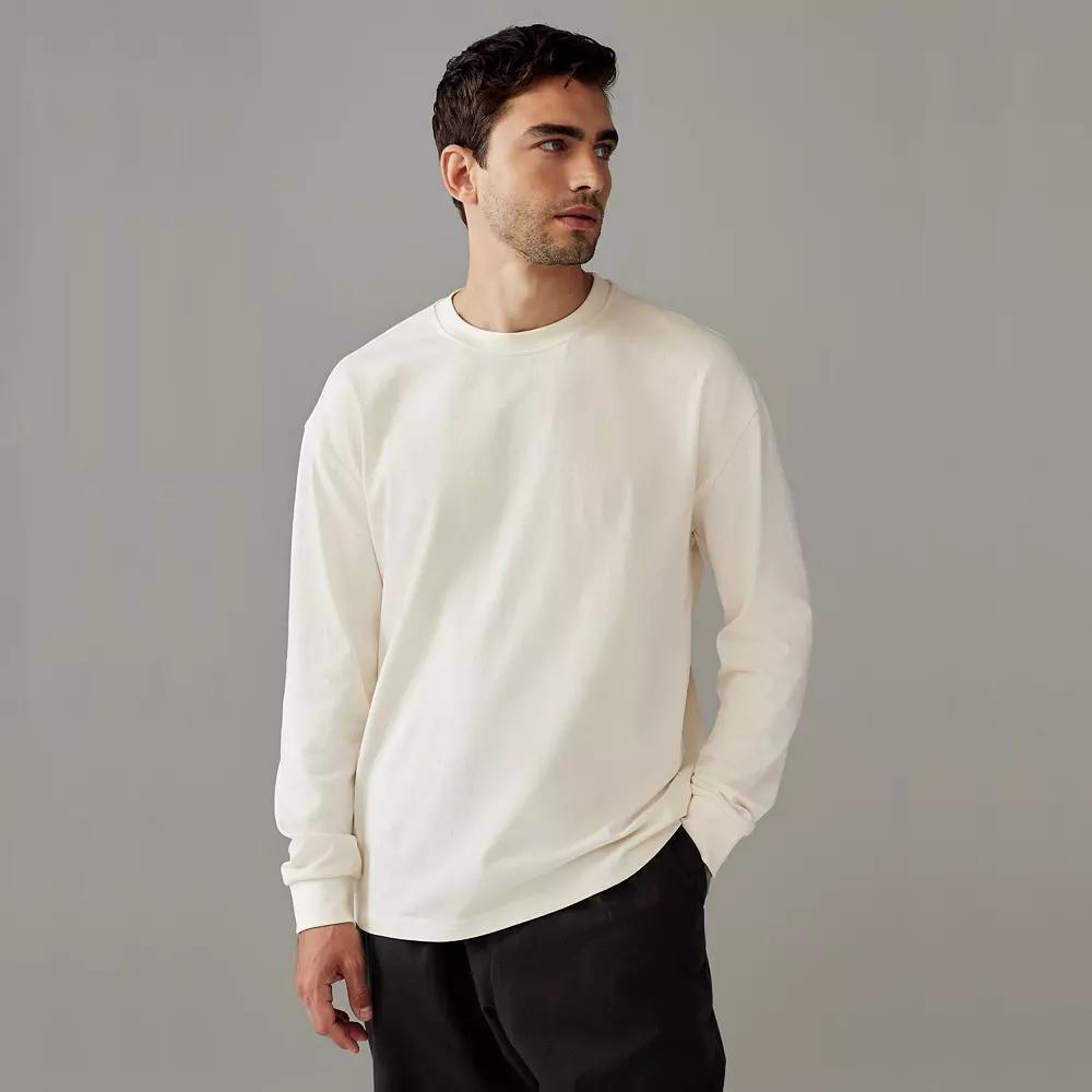 Men's NEXT Bone White Relaxed Fit Long Sleeve Heavyweight 100% Cotton T-Shirt, Size: XXL Product Image