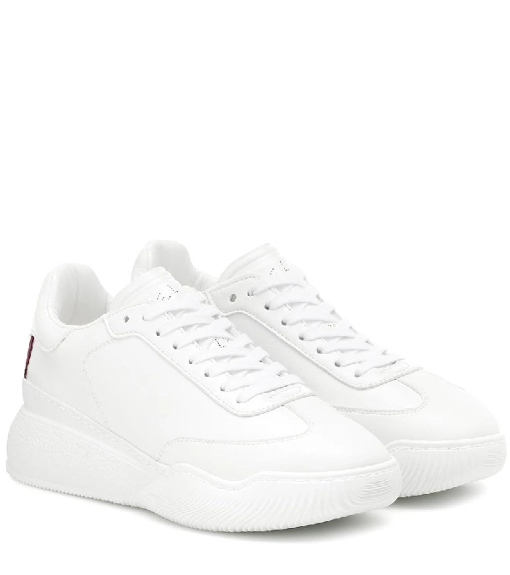 STELLA MCCARTNEY Loop Logo-embossed Vegetarian Leather Sneakers In White Product Image