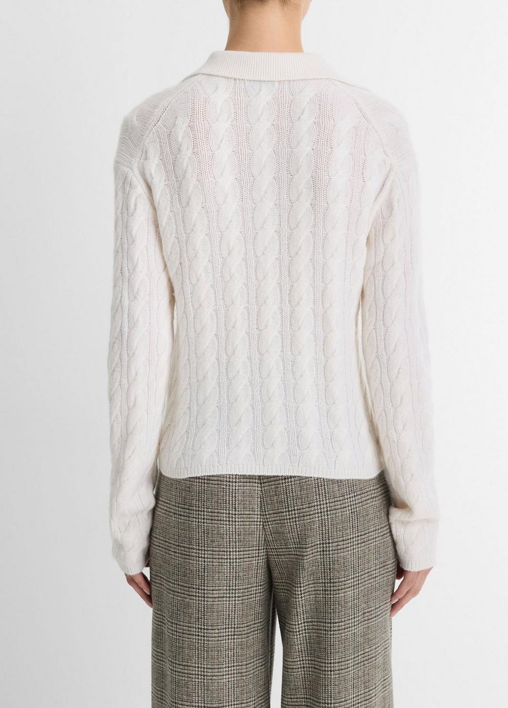 Cable-Knit Wool-Blend Polo Sweater Product Image