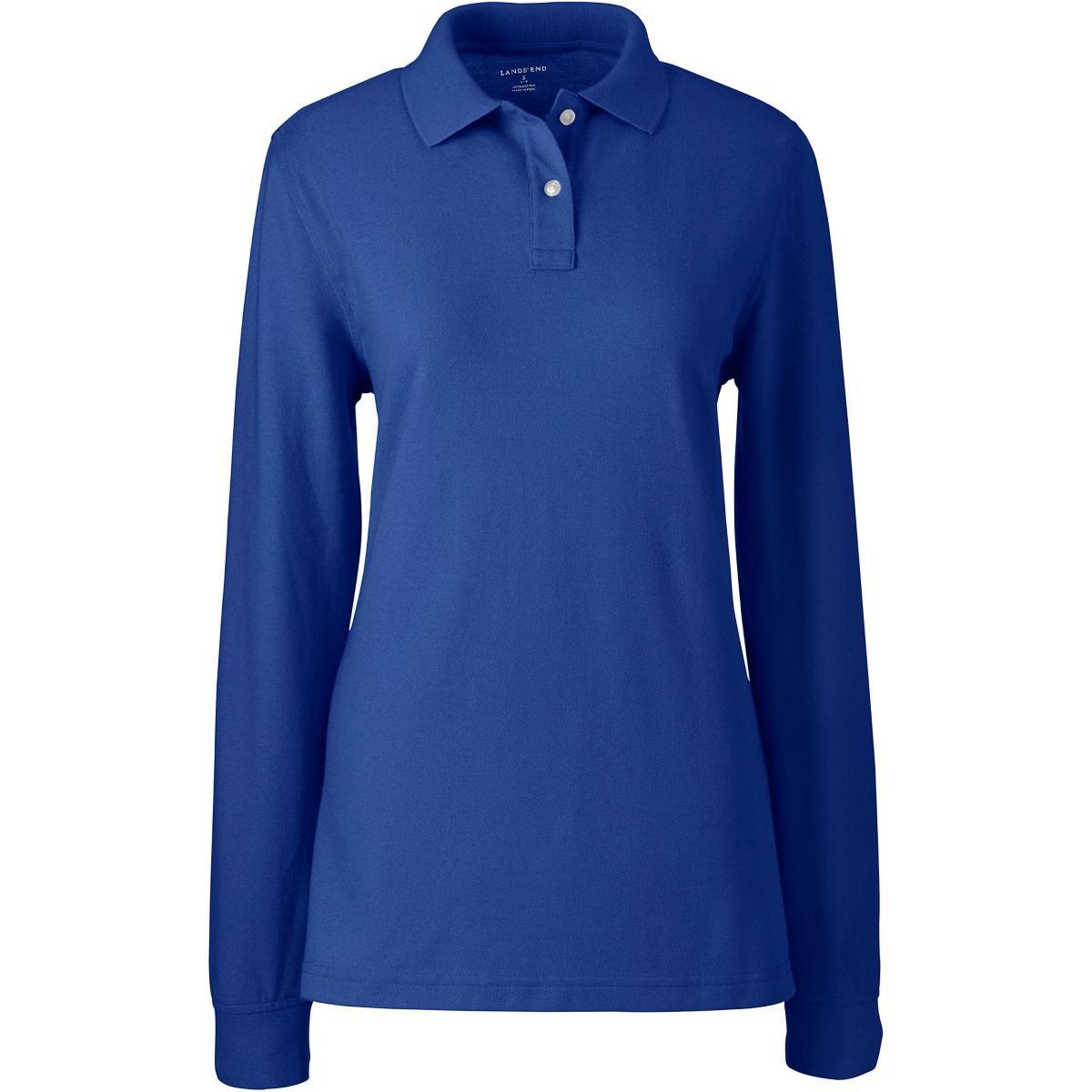 Womens Tall Lands End School Uniform Long Sleeve Mesh Polo Shirt Product Image