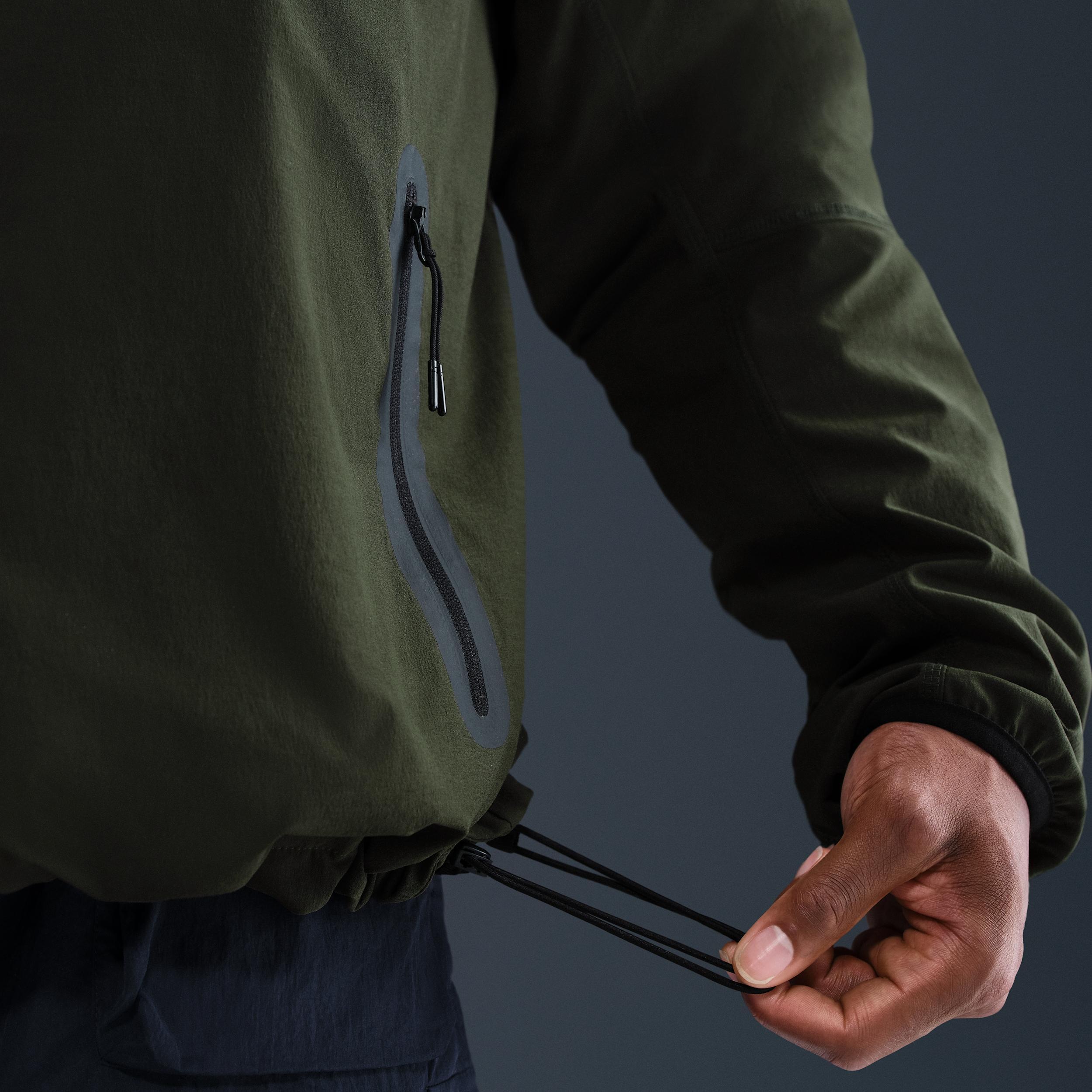 Nike Mens Tech Windrunner Woven Full-Zip Jacket in Sequoia/Black Product Image