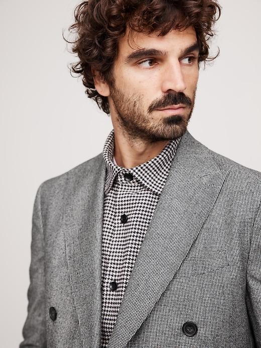 Italian Houndstooth Double-Breasted Suit Jacket Product Image