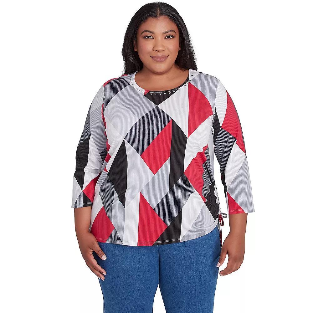 Plus Size Alfred Dunner Stained Glass Print Crew Neck Top, Women's, Size: 1XL, Multi Neutral Product Image