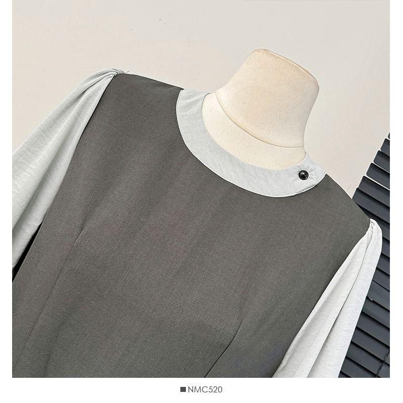 Colorblock Mock Two-Piece Midi Dress Product Image