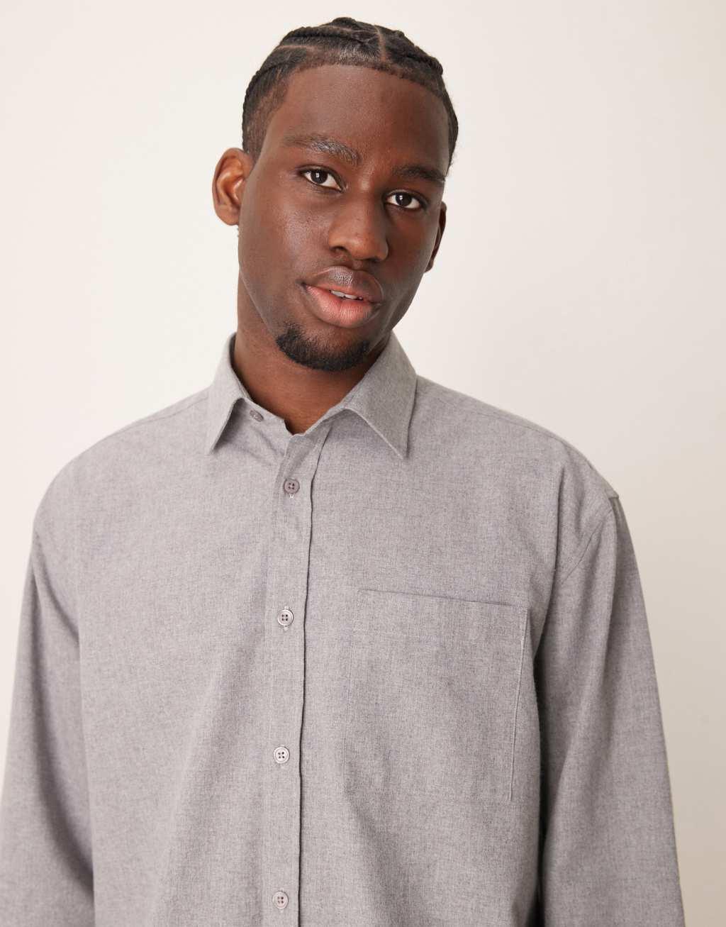 ASOS DESIGN oversized boxy shirt in gray Product Image