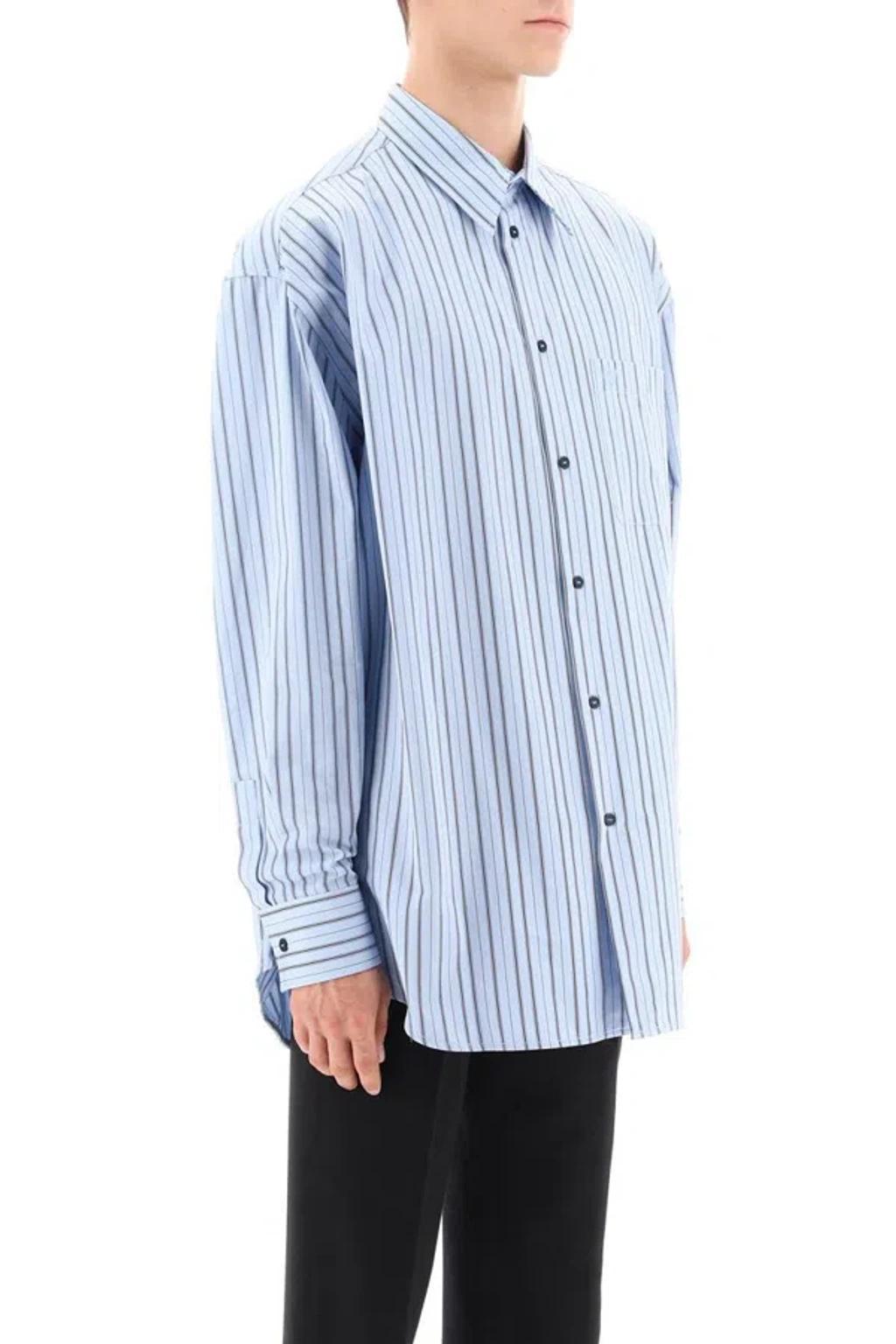 OFF-WHITE Striped Cotton Shirt In Placid Blue Product Image