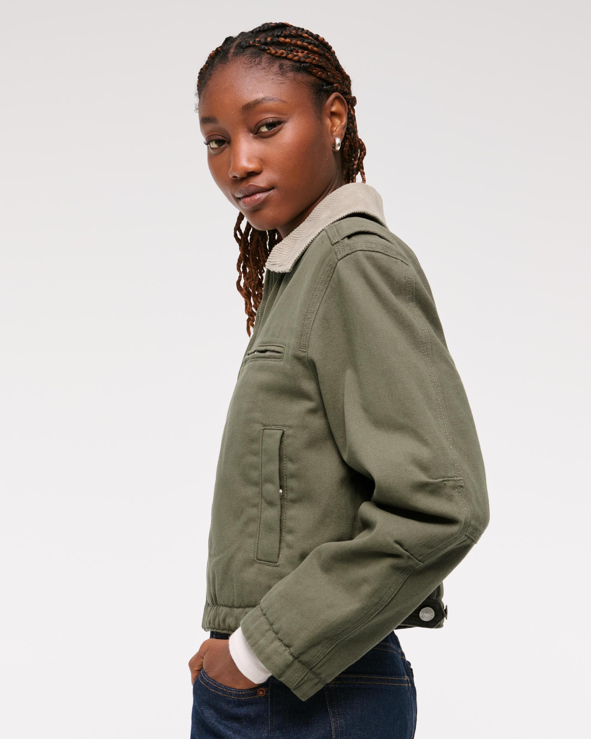 Cropped Twill Workwear Jacket Product Image