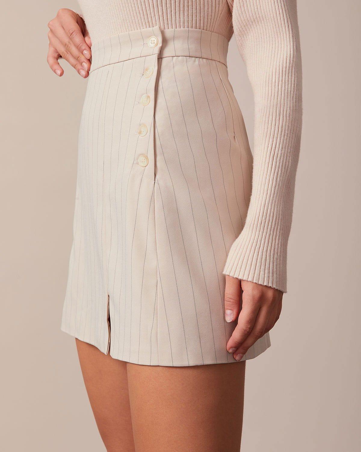 The Apricot Striped Split Hem Mini Skirt Product Image