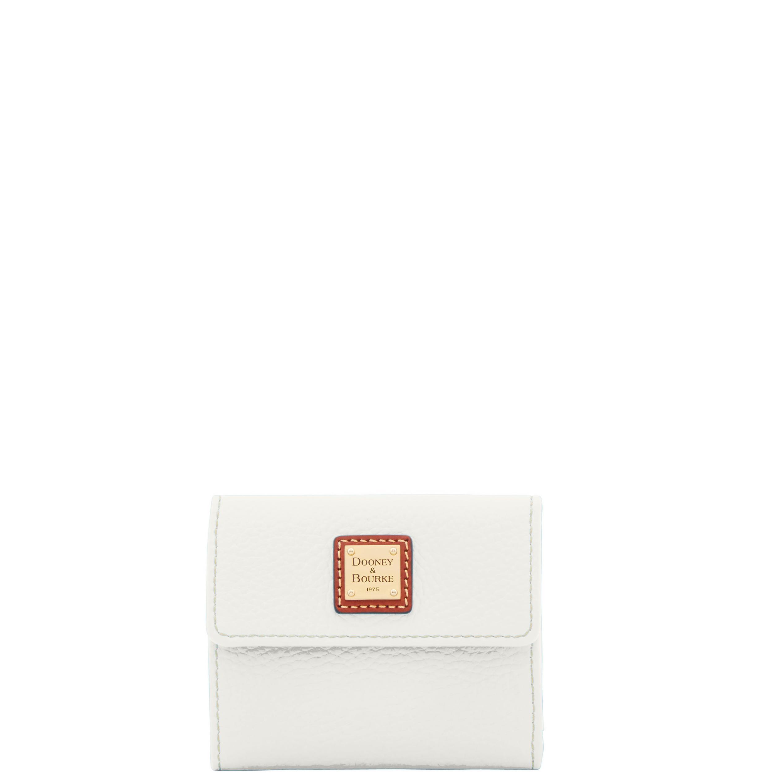 Dooney & Bourke Womens Pebble Grain Small Flap Credit Card Leather Wallet in Bark Product Image