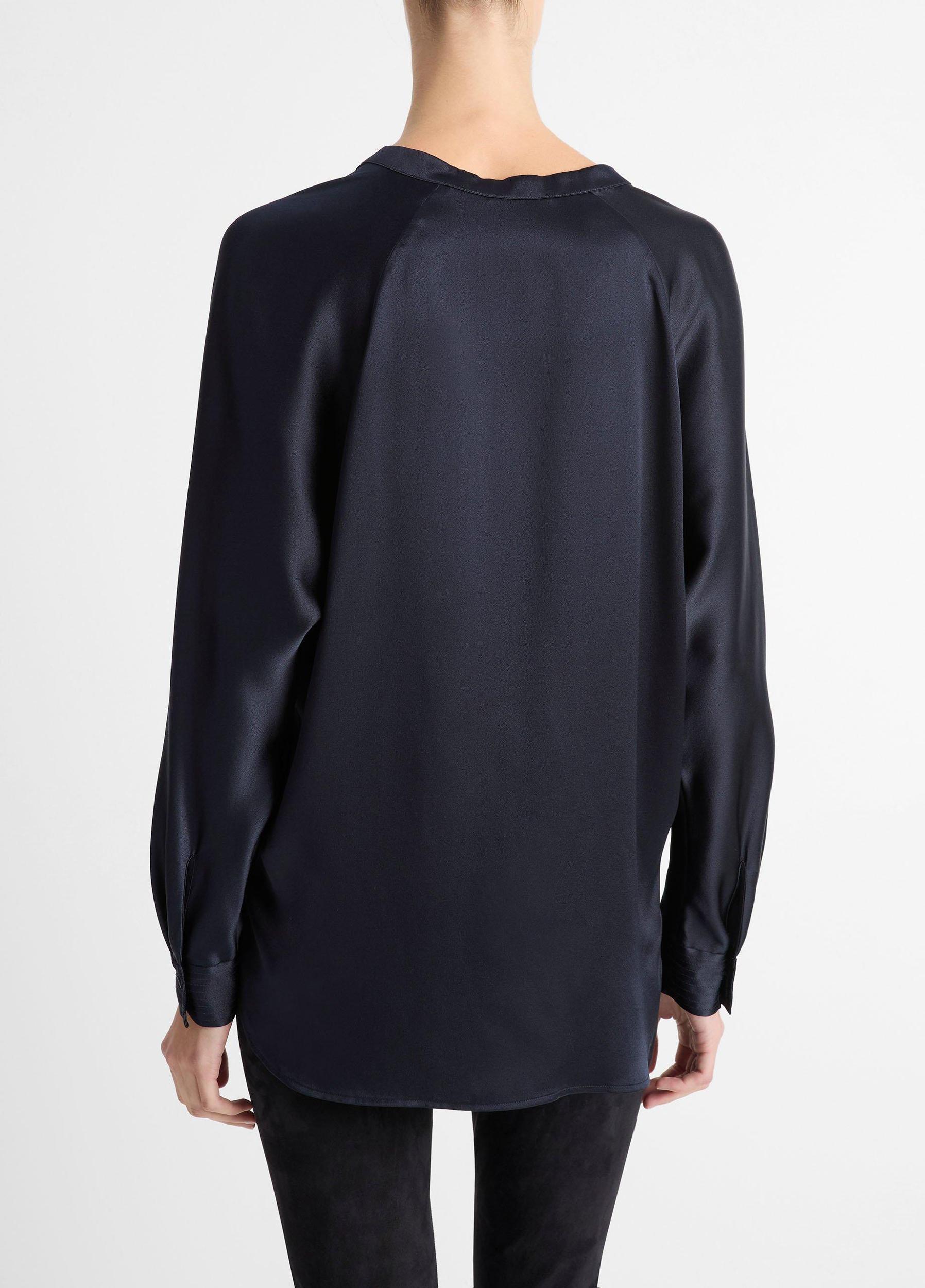 Silk Satin Band-Collar Blouse Product Image