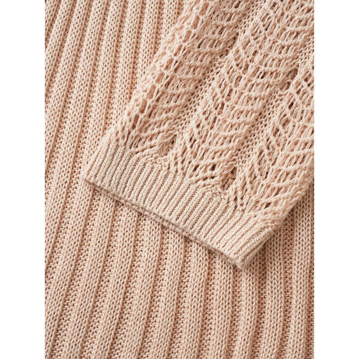 Plus Size Rayon Asymmetrical Hem Cut Out Cardigan Apricot Women Casual Long Sleeve Everyday Cardigans BloomChic 28/5X Product Image