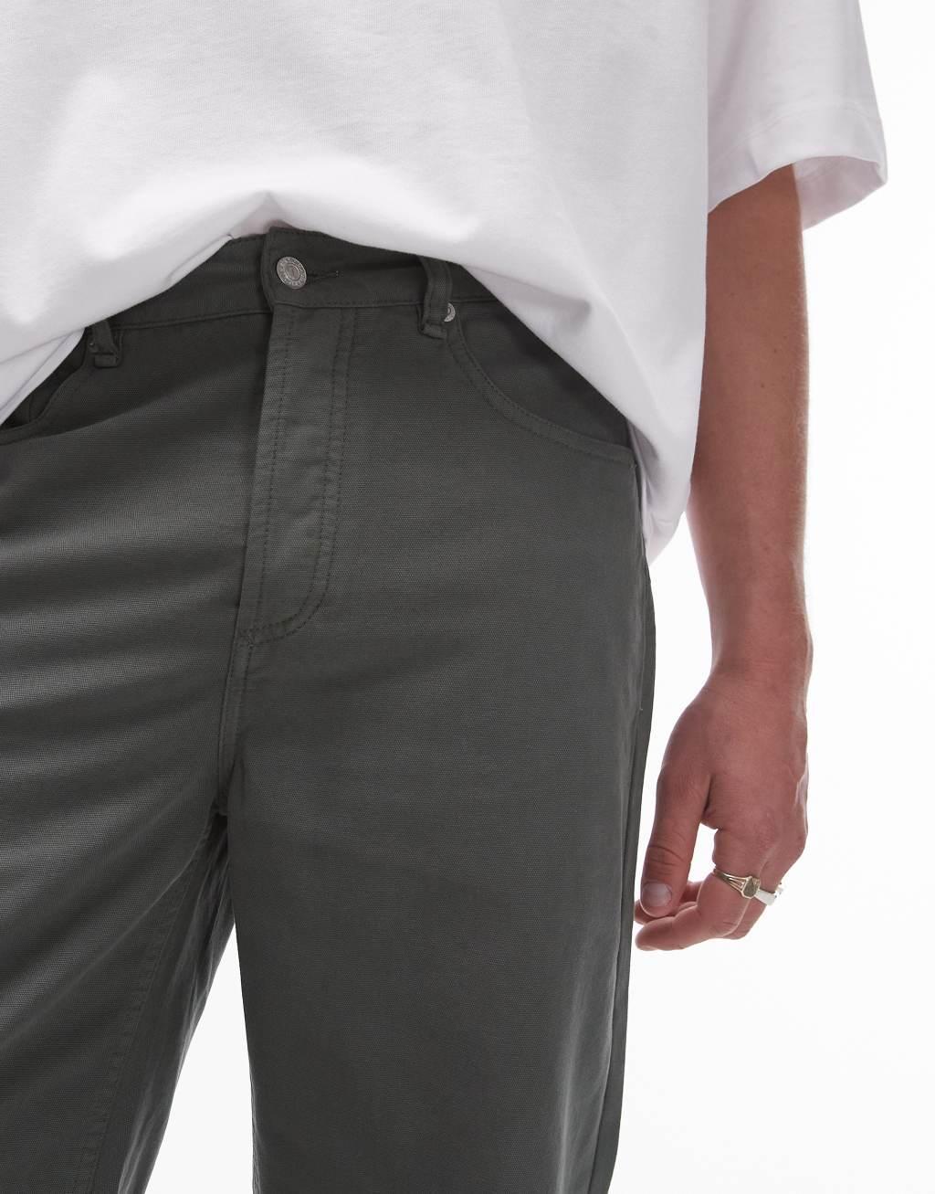 Topman straight pants in green Product Image