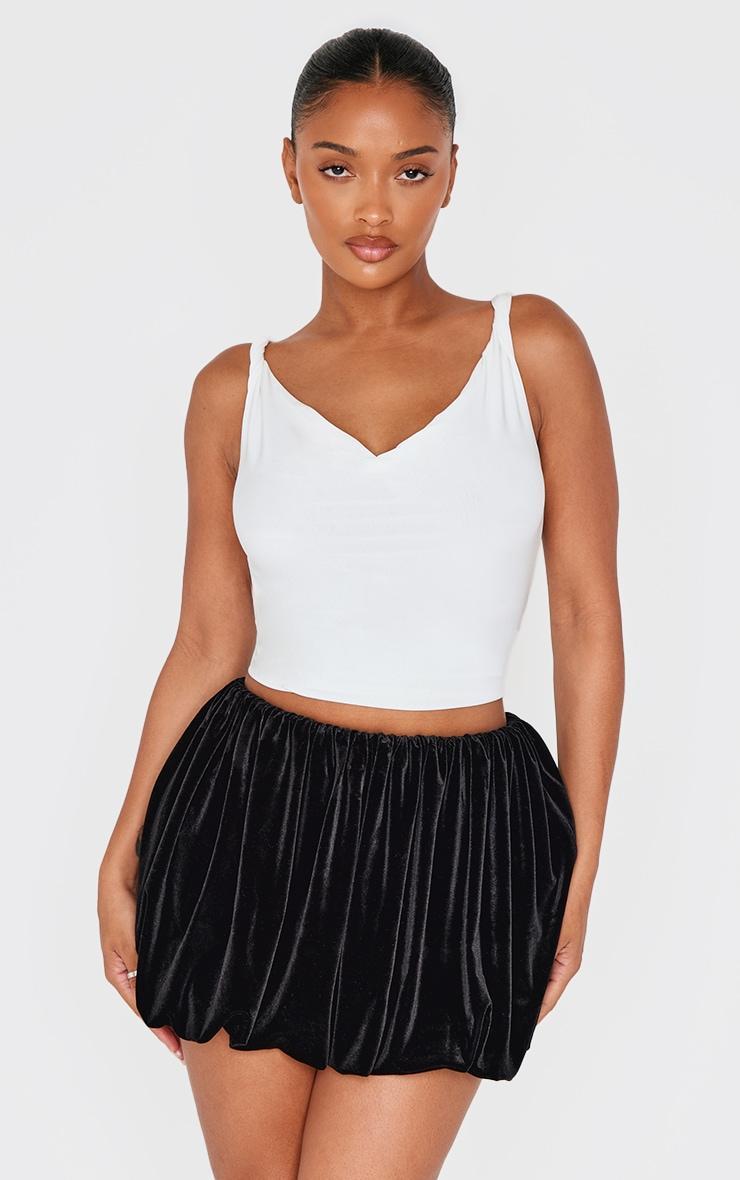 Shape Black Velour Puff Ball Mini Skirt Product Image