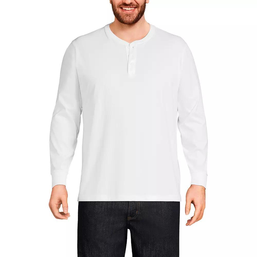 Big & Tall Lands' End Super-T Henley, Men's, Size: 4XL Tall, White Product Image