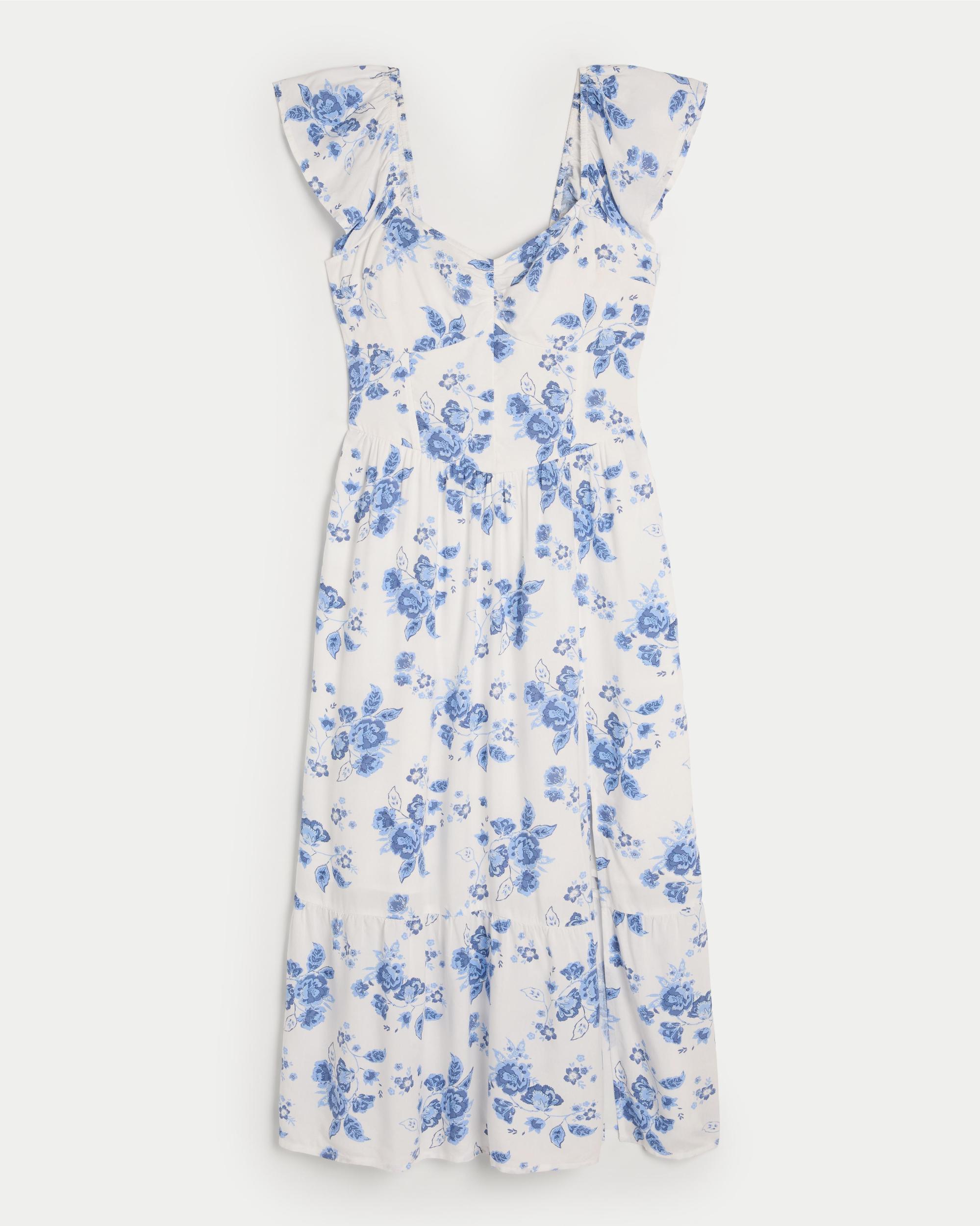 Cinch Bust V-Waist Midi Dress Product Image