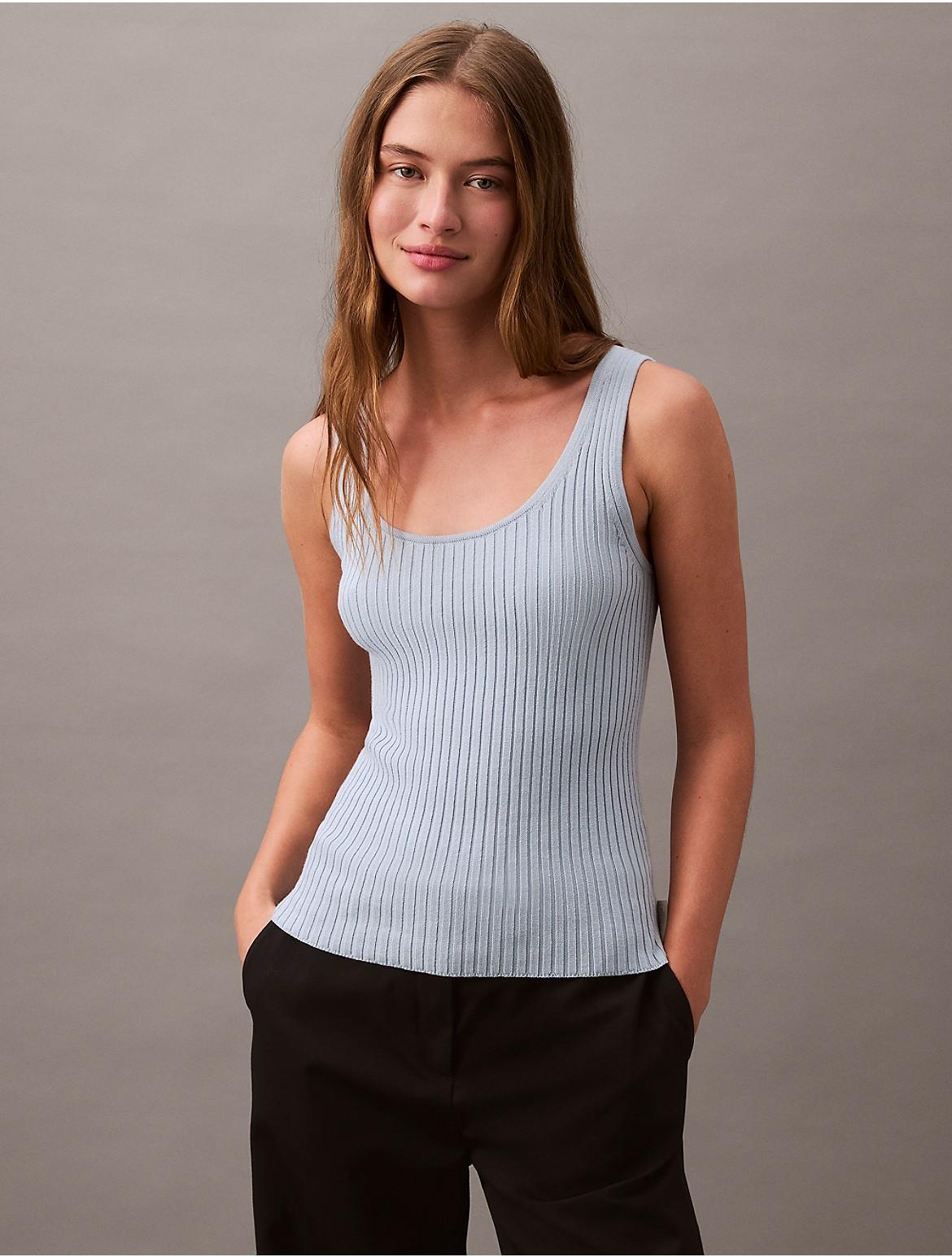 Calvin Klein Womens Cotton Rib Sweater Tank Top - Pink - M Product Image