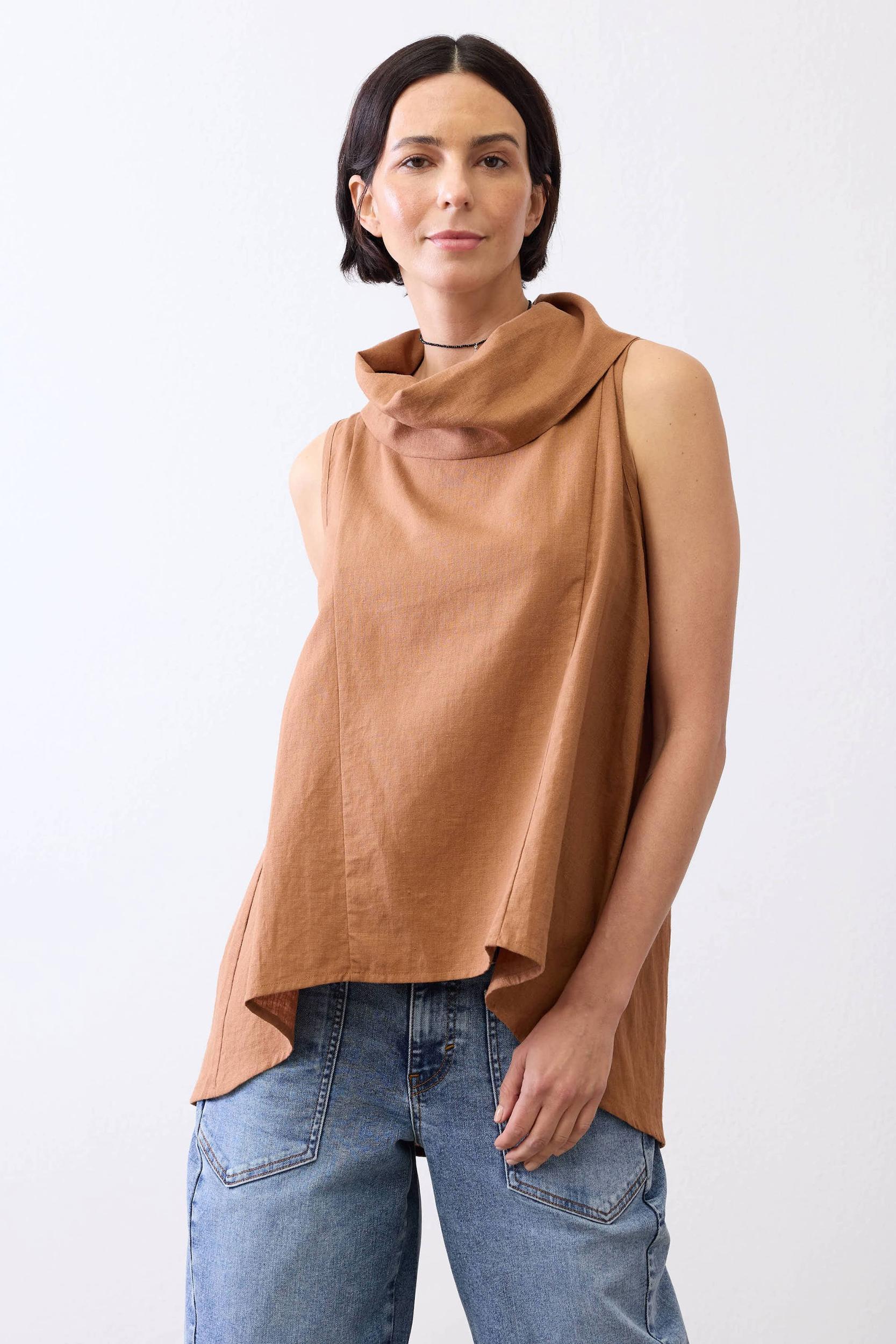 Draped Neck Linen Tunic Product Image