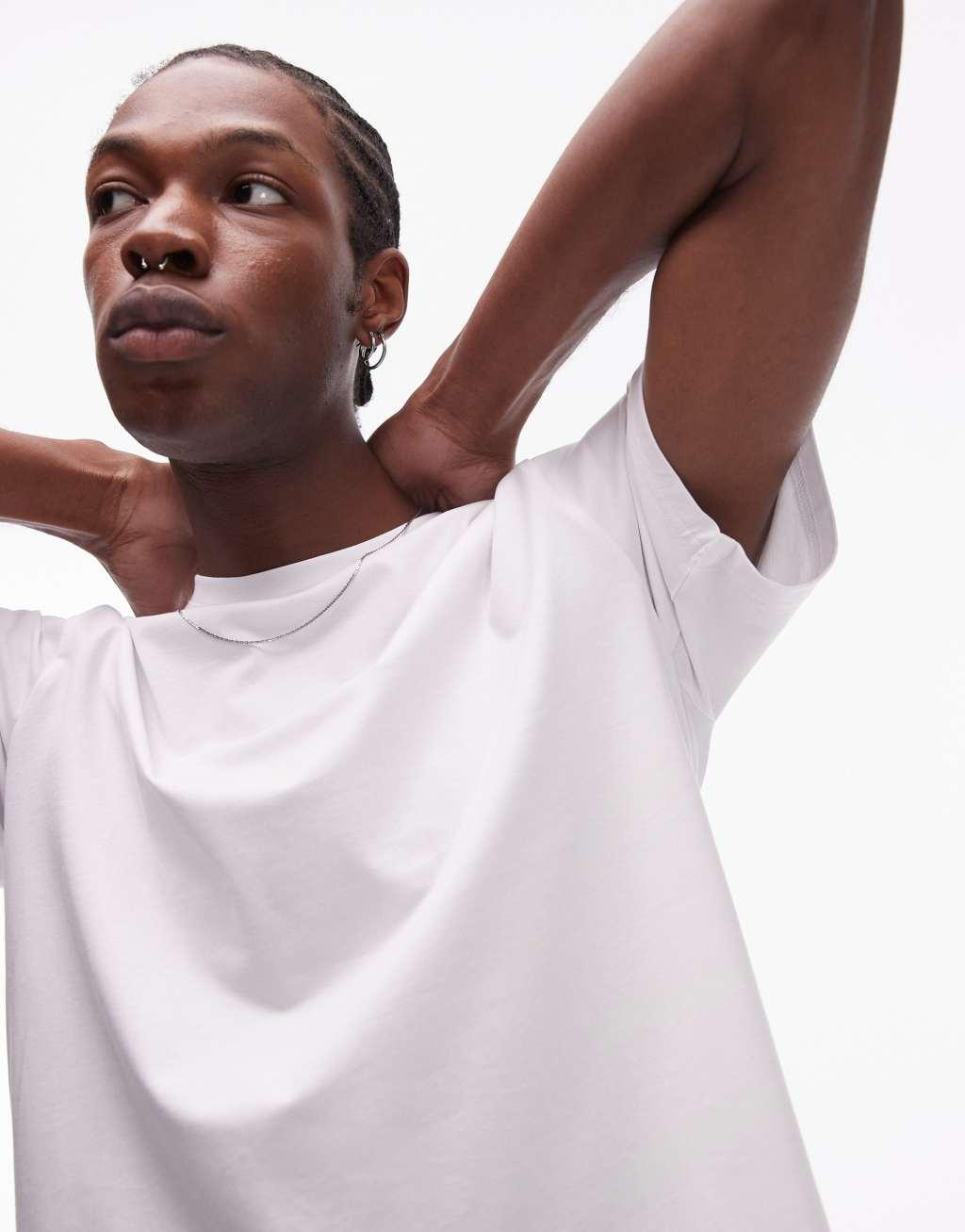 Topman lounge straight leg waffle sweatpants in light gray and plain white lounge t-shirt multipack Product Image