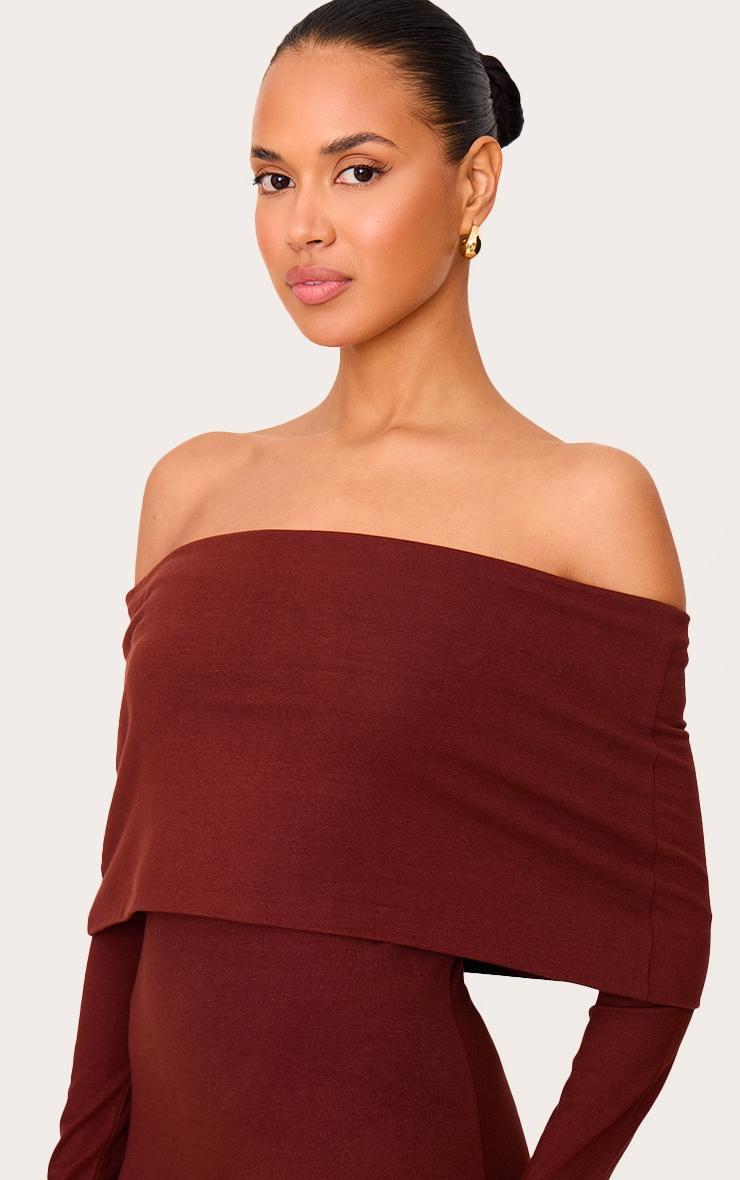  Chocolate Cotton Super Oversized Bardot Maxi Dress Product Image