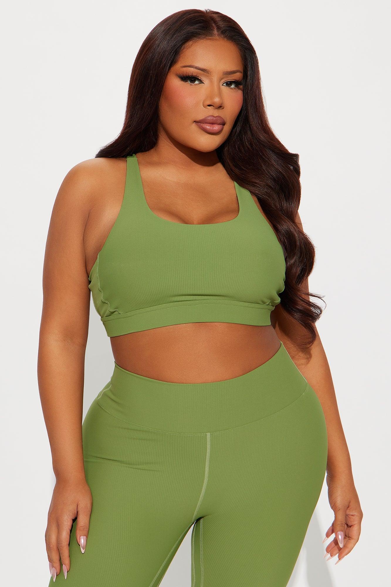 Pace It Ribbed Active Set - Olive Product Image