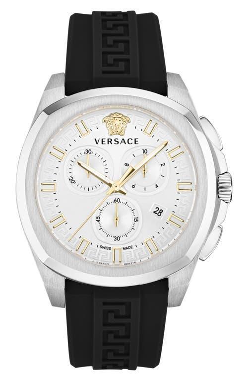 Versace Mens Geo Quartz Chronograph Black Silicone Strap Watch Product Image