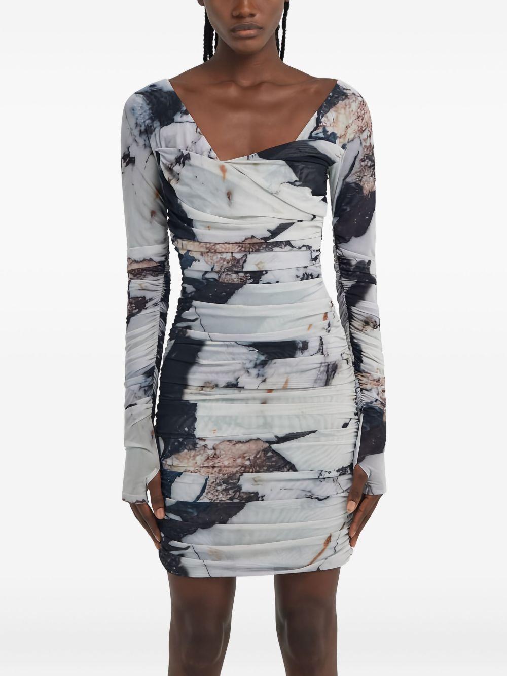 marble-print ruched mini dress Product Image