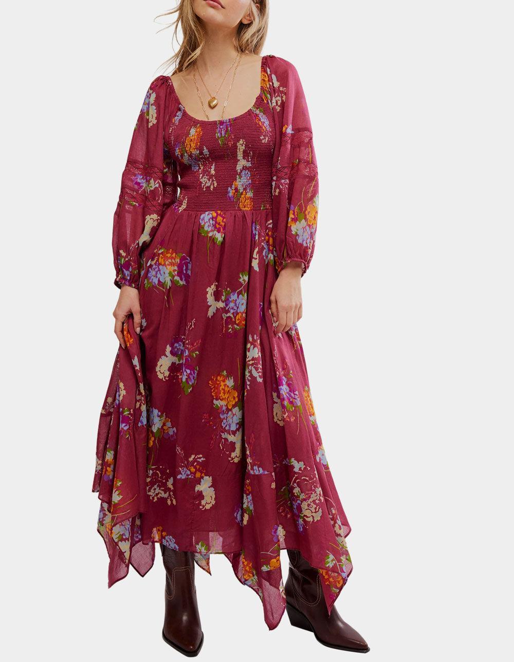 FREE PEOPLE Morning Glory Womens Maxi Dress - BURGUNDY Product Image